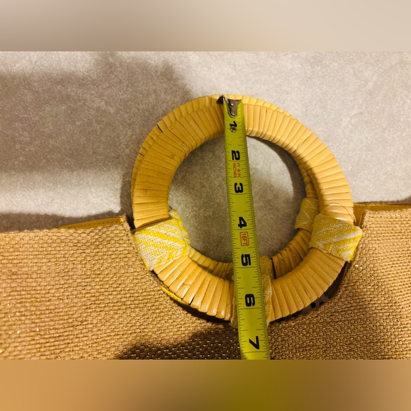 America & Beyond Beaded Lemon Jute Tote Bag - Picture 13 of 15